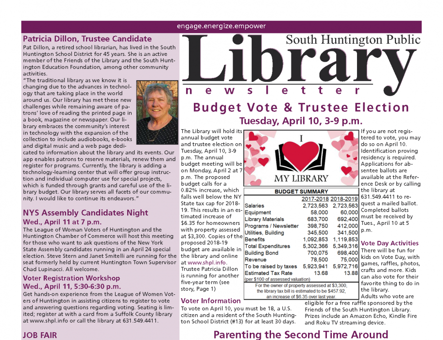 April 2018 newsletter front page thumbnail