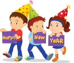 Children holding Happy New Year signs