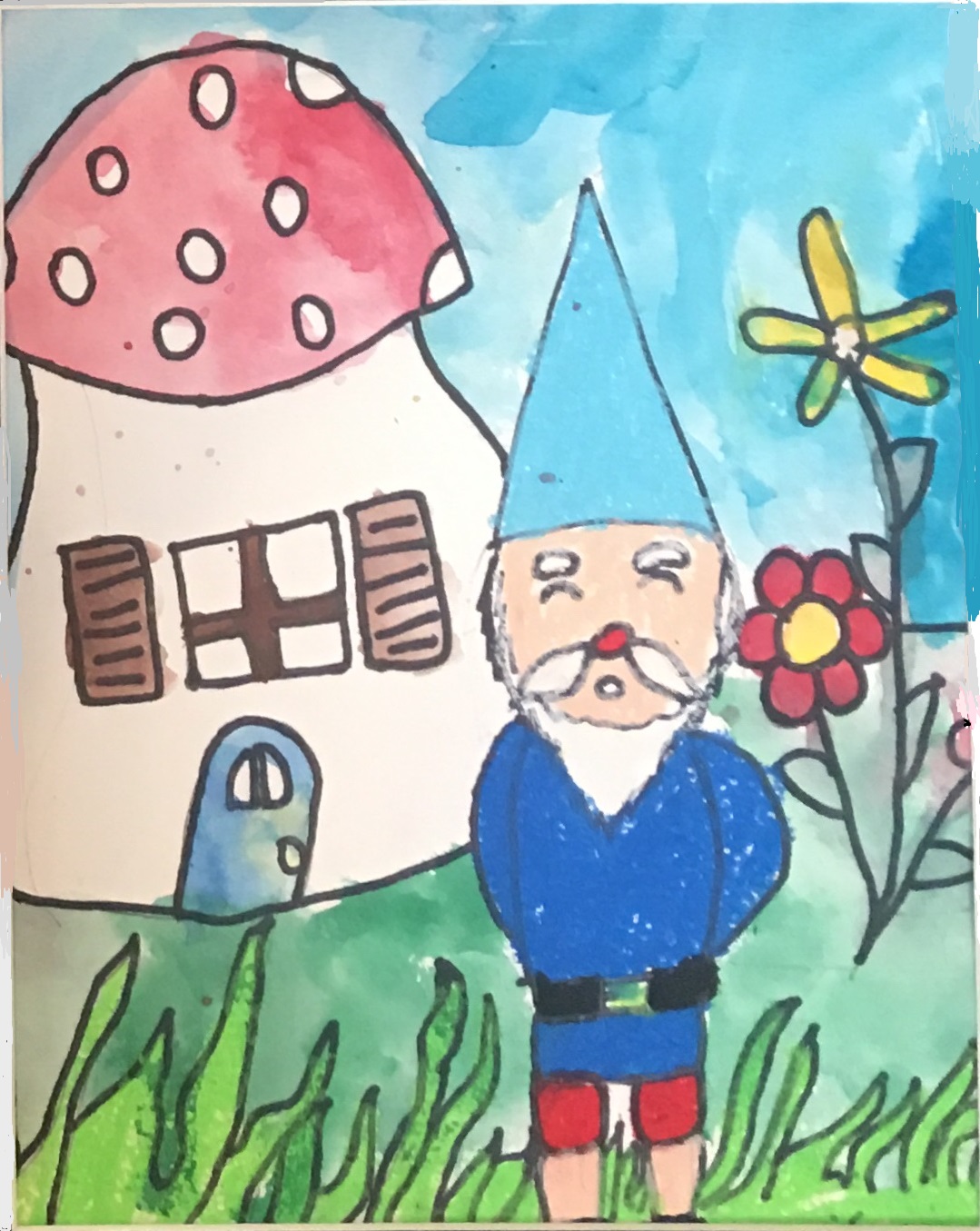 Gnome with mushroom house