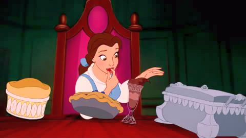 Belle eating magical munchies
