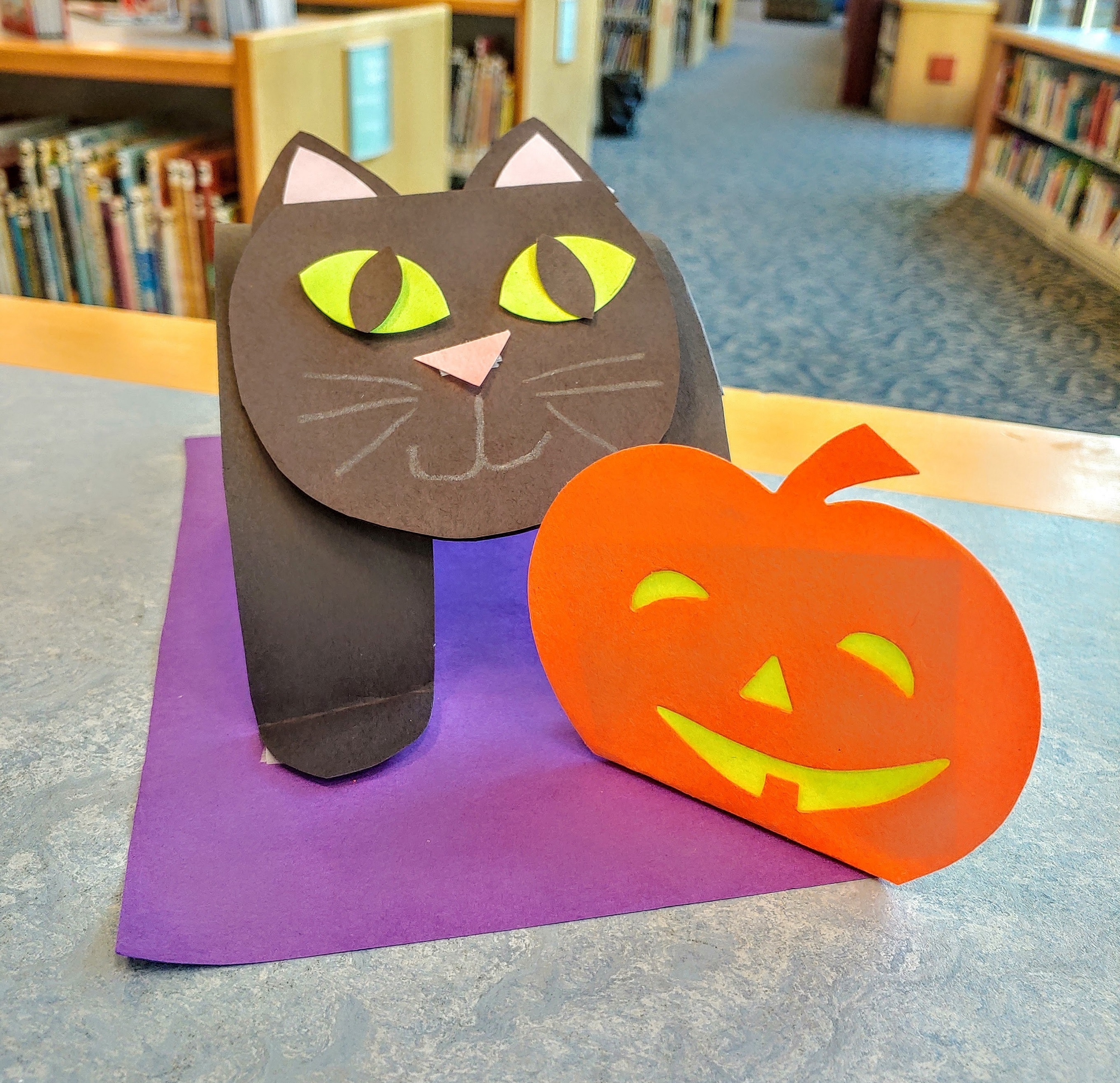 Black cat with pumpkin craft