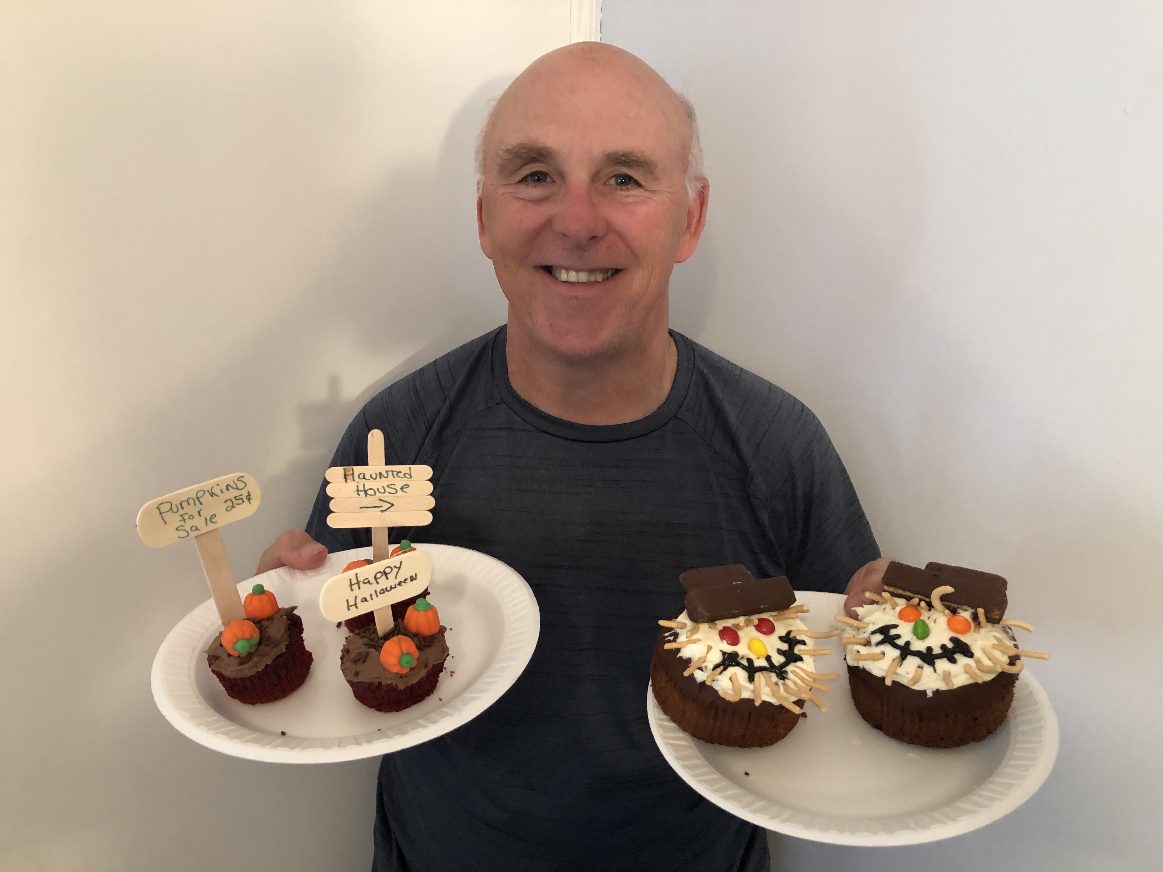 Chef Rob shows off his festive fall cupcakes.