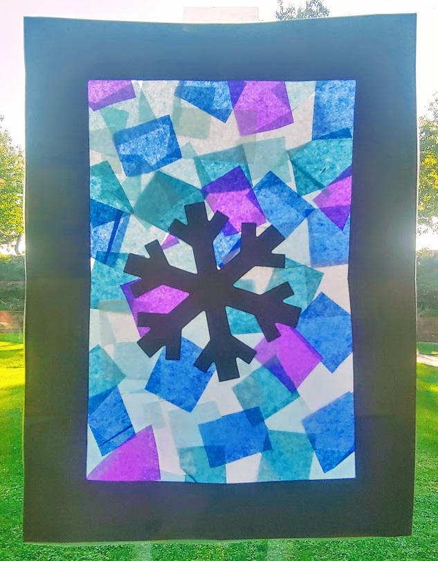 Stained glass snowflake craft