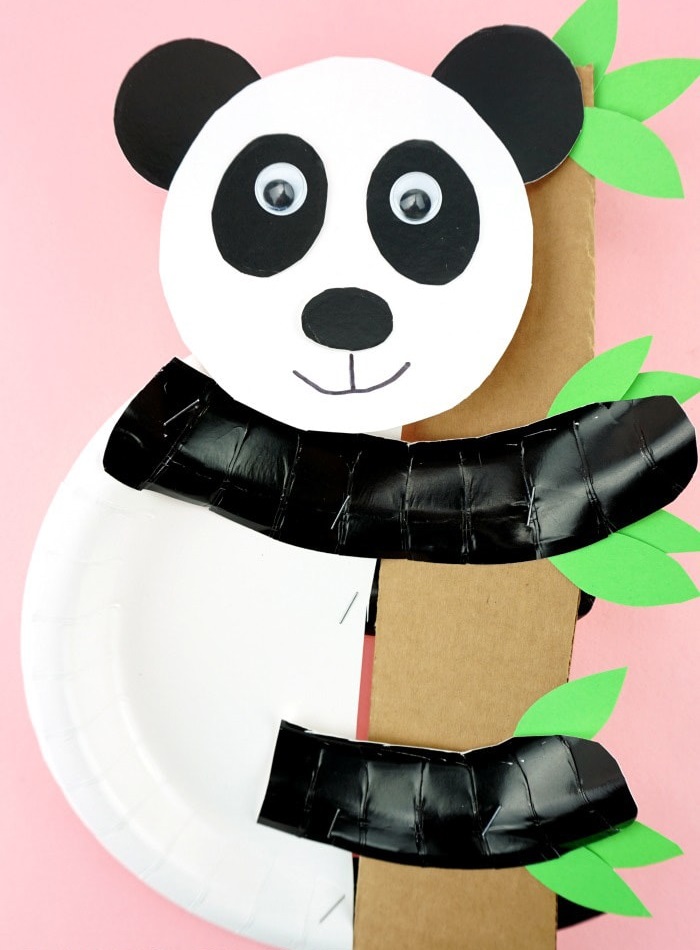 Paper plate panda bear