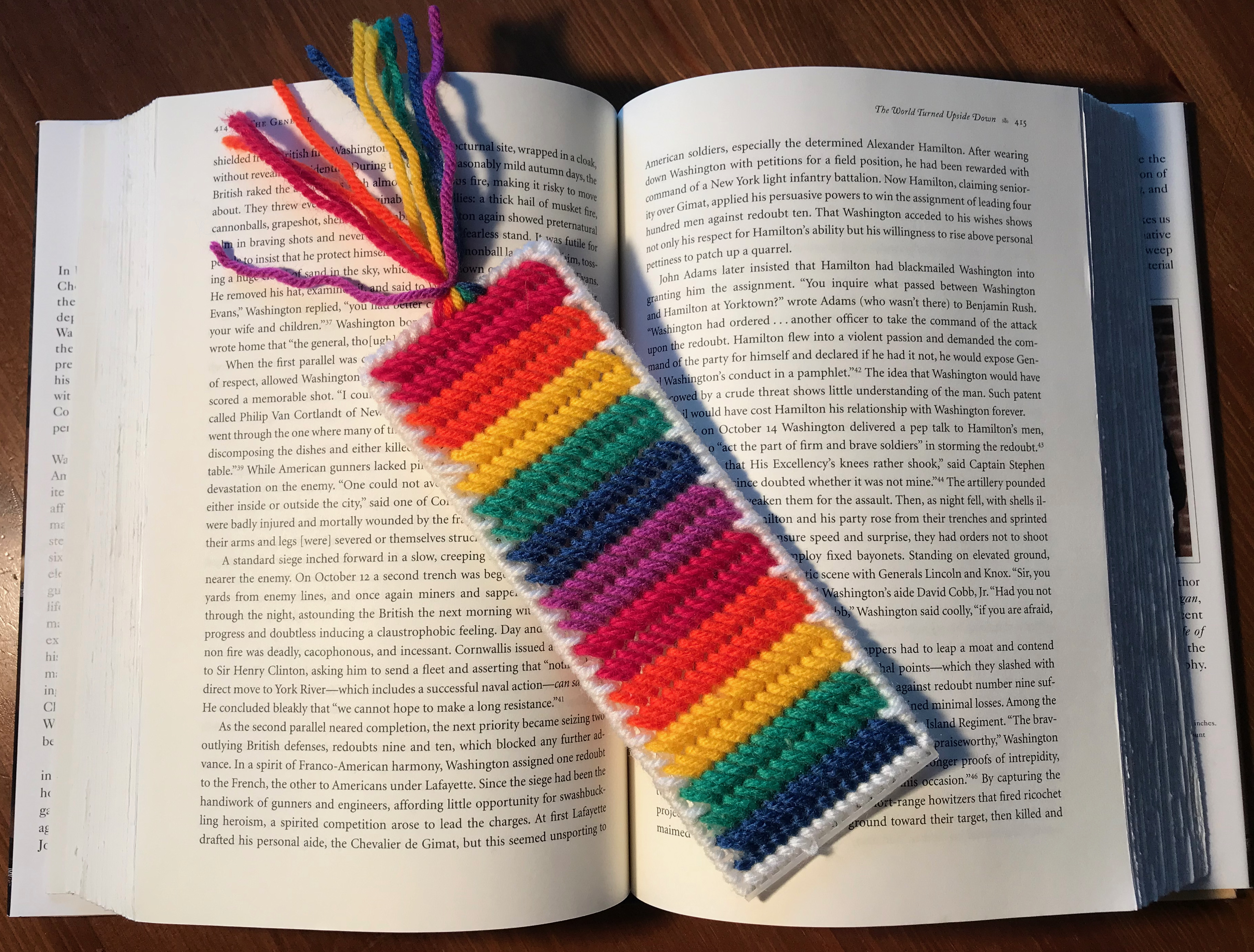 Rainbow cross stitch bookmark