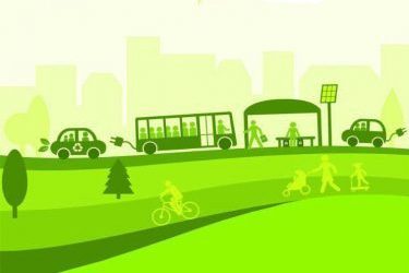 A graphic showing environmentally friendly methods of transportation.