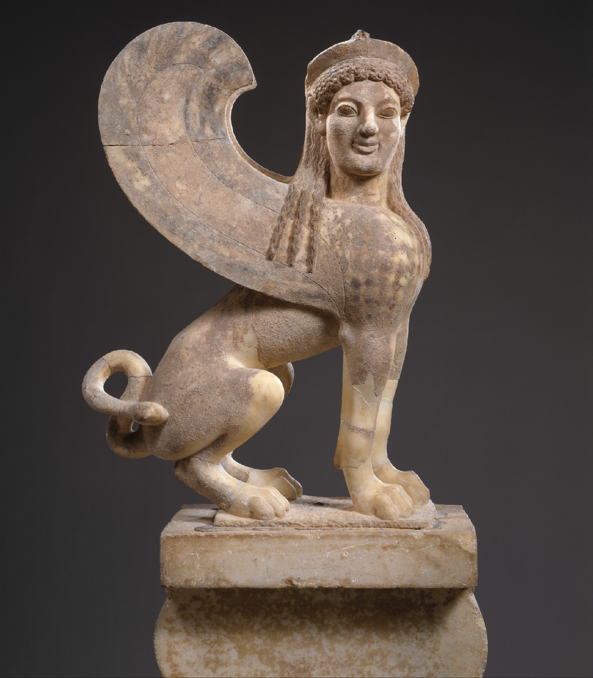 Marble capital and finial in the form of a Sphinx, Greece