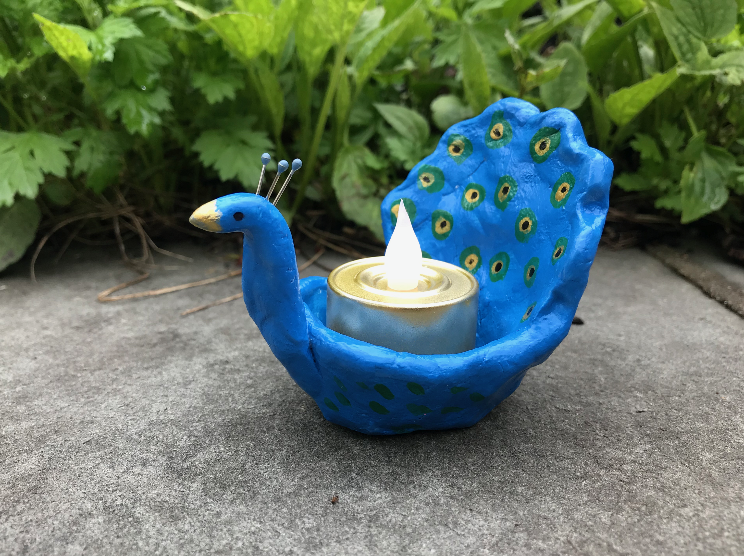 Peacock pinch pot