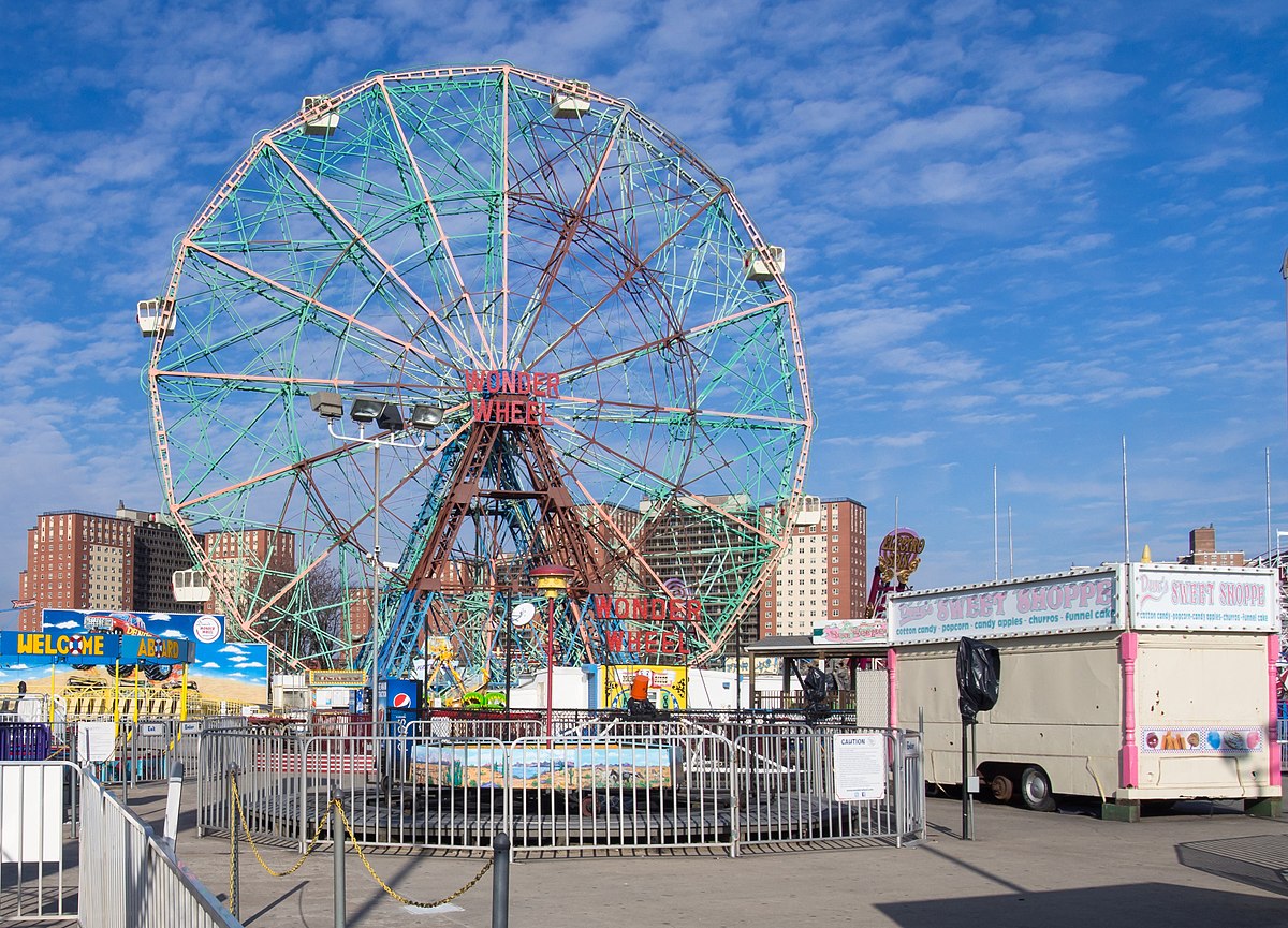 A color photo of the Wonder Wheel at Luna Park in Coney Island.