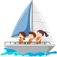 Sail boat with 3 children