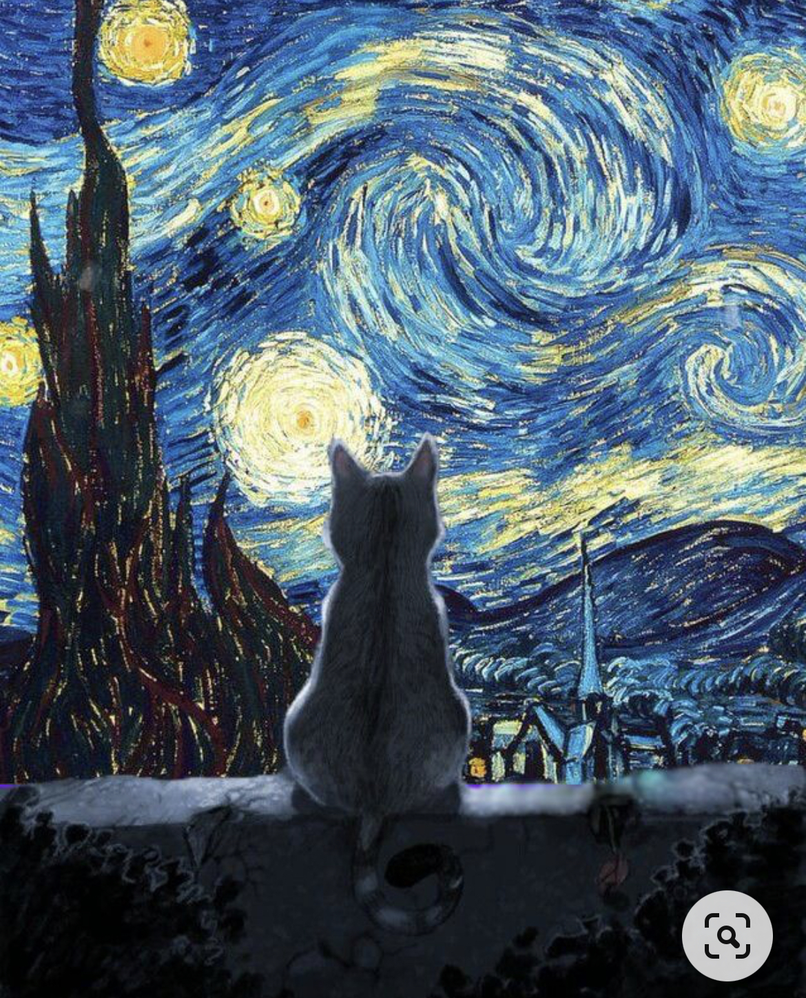 Starry Night with a Cat