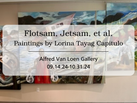 A graphic announcing the exhibit Flotsam, Jetsam et al, on display from September 14 to October 31, 2024.