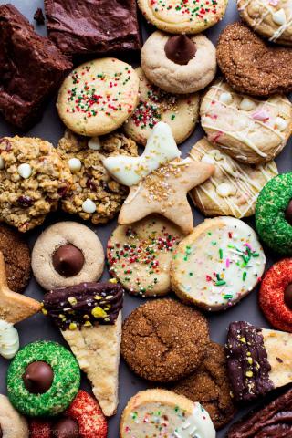 An assortment of holiday cookies.