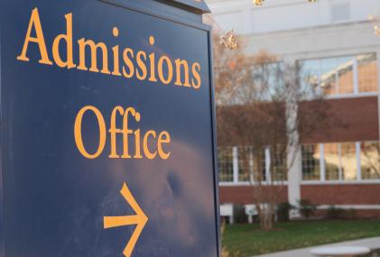 Photo of an Admissions Office sign.