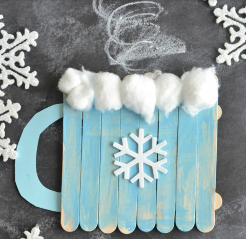 Craft stick cup of cocoa