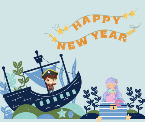Pirate and Mermaid Happy New Year 