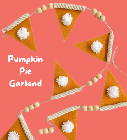 A graphic featuring an image of a pumpkin pie garland.