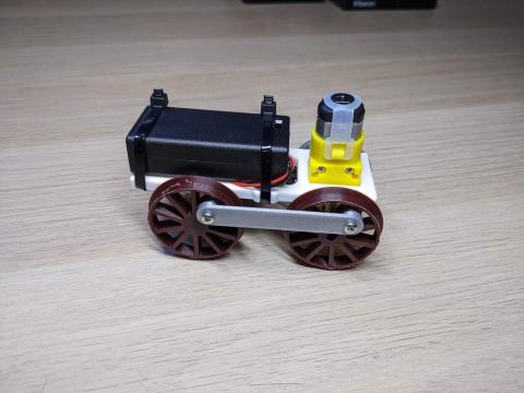 A color photo of a model train locomotive build with 3D printed parts.