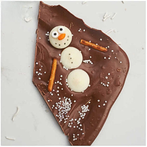 Snowman chocolate bark 