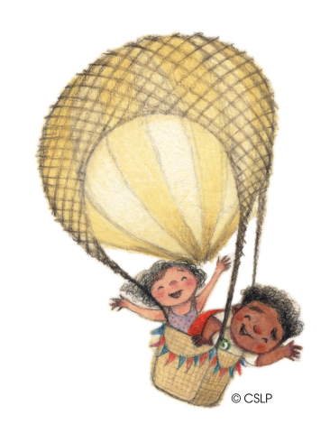 Children in a balloon