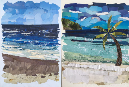 Collage art of a seascape.