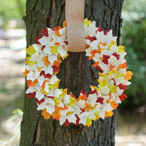 A color photo of a book page wreath.