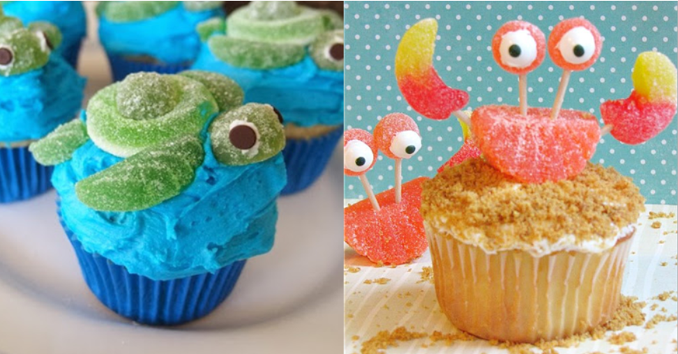 Sea Turtle and Crab Cupcakes