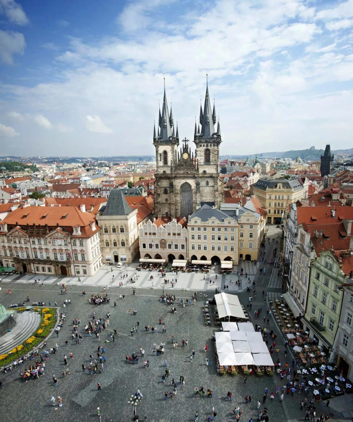 A color photo of a church in Prague.