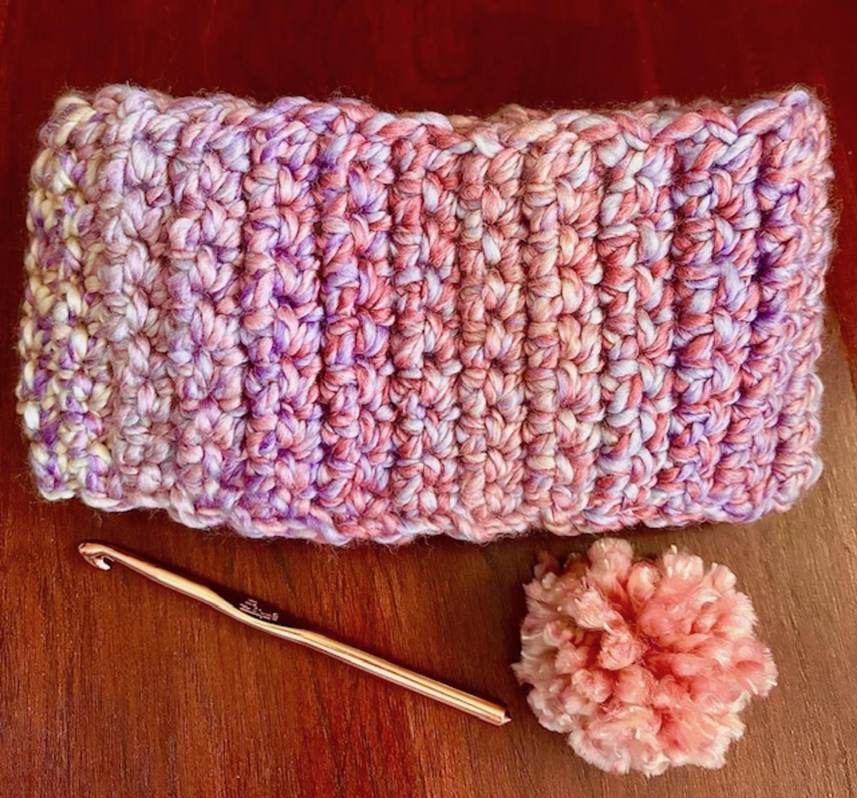 A photo of a crocheted headband.