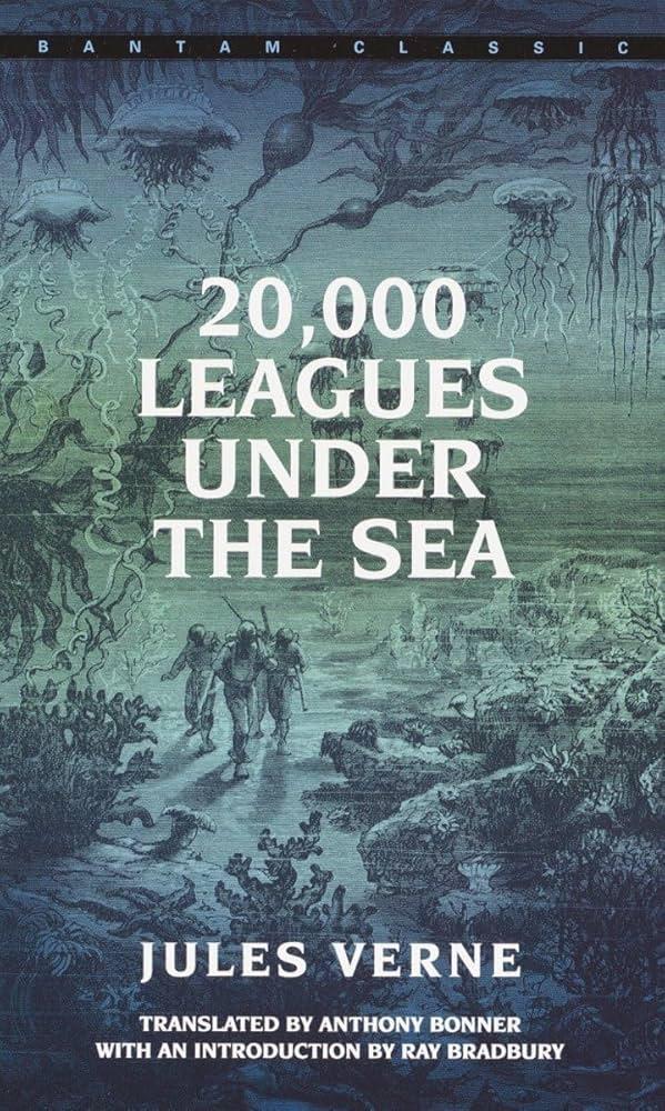 The cover of the Book 20,000 Leagues Under the Sea.