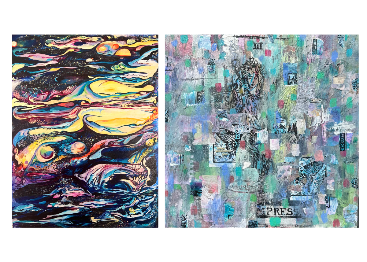 An image of two paintings by Danielle Livoti and Nicole Pray.